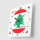 Horloge Carrée Drapeau libanais, Liban moderne Accueil / design (Angle)