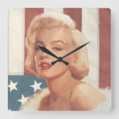 Horloge Carrée Drapeau Marilyn (Recto)