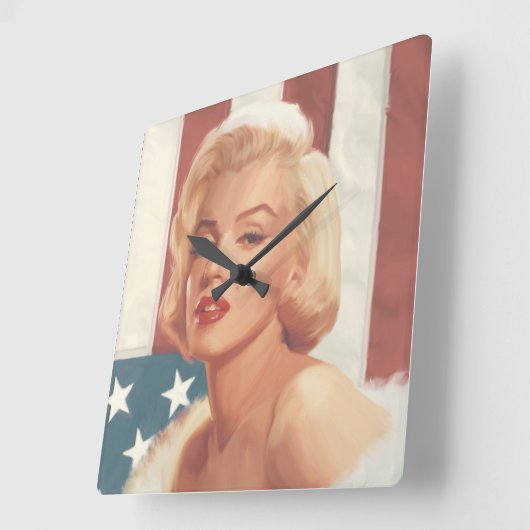 Horloge Carrée Drapeau Marilyn (Angle)
