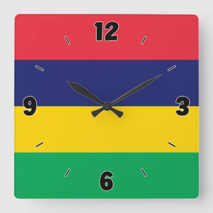 Horloge Carrée Drapeau Maurice Patriotique