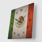 Horloge Carrée Drapeau mexicain cool Grunge Mexique (Angle)