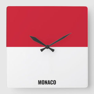 Horloge Carrée Drapeau Monaco Patriotique éblouissant
