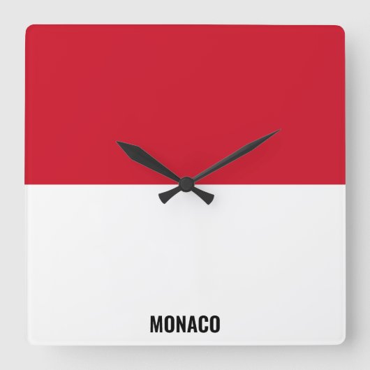 Horloge Carrée Drapeau Monaco Patriotique éblouissant (Recto)