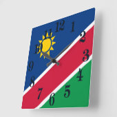 Horloge Carrée Drapeau namibien (Angle)
