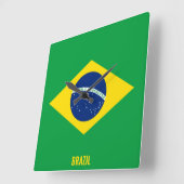 Horloge Carrée Drapeau National Brésilien Patriotique (Angle)