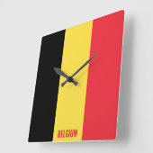 Horloge Carrée Drapeau national de Belgique Patriotique (Angle)