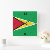 Horloge Carrée Drapeau national de Guyana Patriotique (Maison)