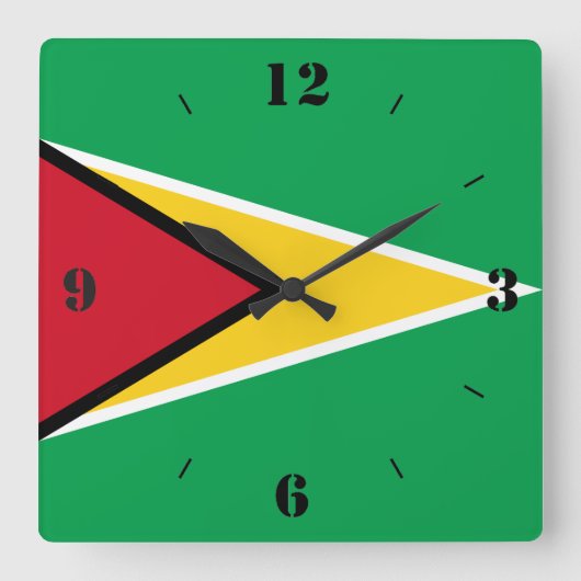 Horloge Carrée Drapeau national de Guyana Patriotique (Recto)