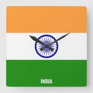 Horloge Carrée Drapeau national de l'Inde Patriotique
