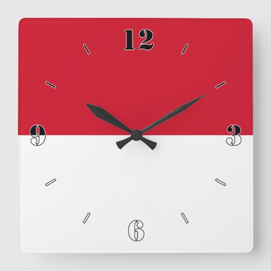 Horloge Carrée Drapeau national de Monaco Patriotique (Recto)