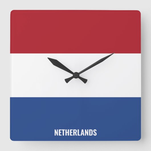 Horloge Carrée Drapeau national de Pays-Bas patriotique (Recto)