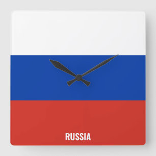 Horloge Carrée Drapeau national de Russie patriotique