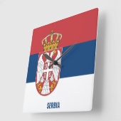 Horloge Carrée Drapeau national de Serbie Patriotique (Angle)