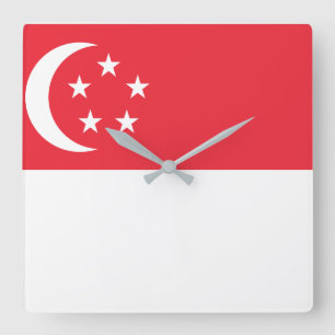 Horloge Carrée Drapeau national de Singapour