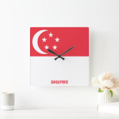 Horloge Carrée Drapeau national de Singapour Patriotique (Maison)