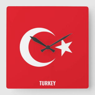 Horloge Carrée Drapeau national de Turquie patriotique