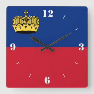 Horloge Carrée Drapeau national du Liechtenstein patriotique