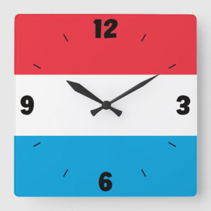 Horloge Carrée Drapeau national du Luxembourg Patriotique