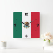 Horloge Carrée Drapeau national du Mexique patriotique (Maison)