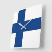 Horloge Carrée Drapeau national du monde de la Finlande (Angle)