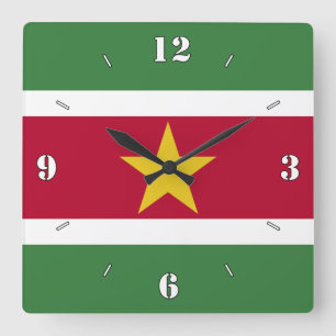 Horloge Carrée Drapeau national du Suriname patriotique