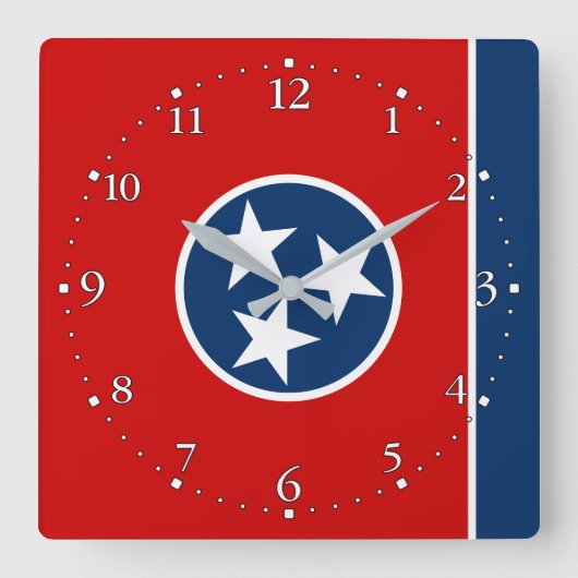 Horloge Carrée Drapeau national du Tennessee (Recto)