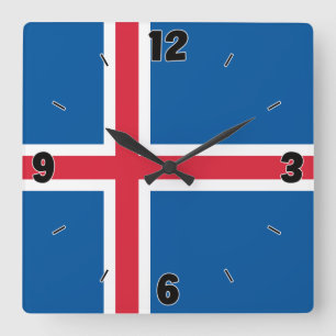 Horloge Carrée Drapeau national islandais Patriotique