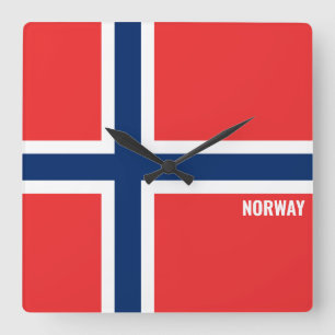 Horloge Carrée Drapeau national norvégien patriotique