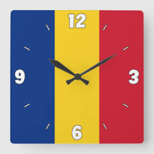 Horloge Carrée Drapeau National Roumain Patriotique