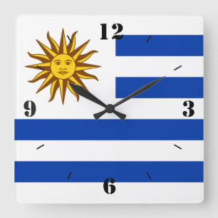 Horloge Carrée Drapeau National Uruguayen Patriotique