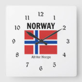 Horloge Carrée Drapeau norvégien et devise (Recto)