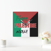 Horloge Carrée Drapeau palestinien libre (Maison)