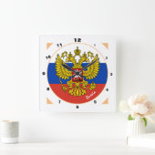 Horloge Carrée Drapeau russe, Russie patriotique Accueil / design (Maison)