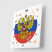 Horloge Carrée Drapeau russe, Russie patriotique Accueil / design (Angle)