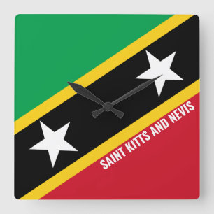 Horloge Carrée Drapeau Saint-Kitts-et-Nevis Éblouissant patriotiq