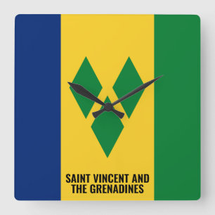 Horloge Carrée Drapeau Saint-Vincent-et-les Grenadines éblouissan