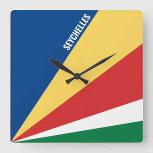 Horloge Carrée Drapeau seychellois éblouissant patriotique