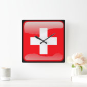 Horloge Carrée Drapeau suisse (Maison)