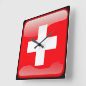Horloge Carrée Drapeau suisse (Angle)