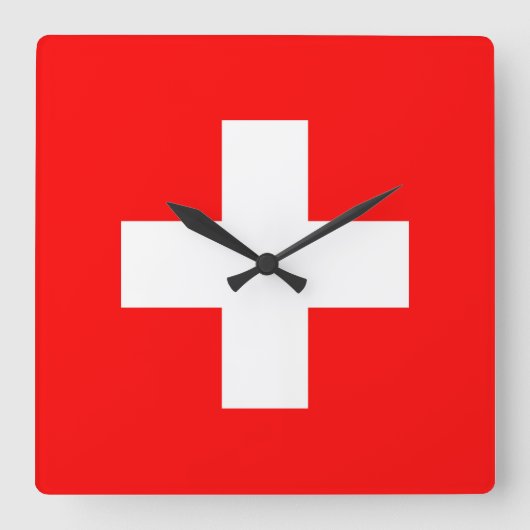 Horloge Carrée Drapeau Suisse (Recto)