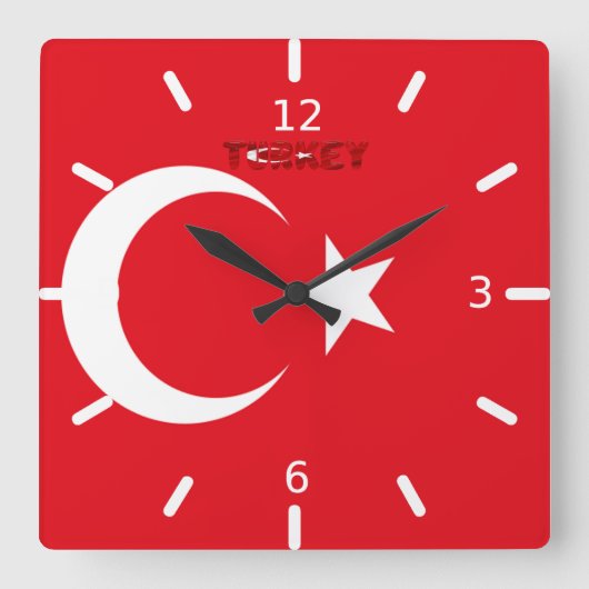 Horloge Carrée Drapeau turc (Recto)