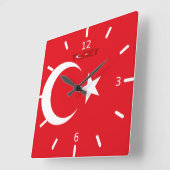 Horloge Carrée Drapeau turc (Angle)