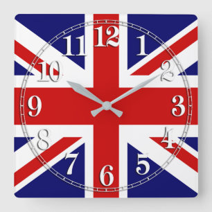 Horloge Carrée Drapeau Union Jack du Royaume-Uni