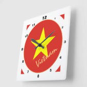 Horloge Carrée Drapeau vietnamien moderne, Vietnam Maison / desig (Angle)