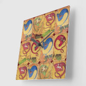 Horloge Carrée Drapeaux de cour allemands /Chiens, Cerfs, Faucons (Angle)