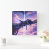 Horloge Carrée Dreamy Fairy Sky Waterfall Wall Clock Decor (Maison)