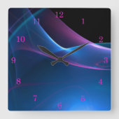 Horloge Carrée Dreamy violet et bleu balayage Fractal (Recto)