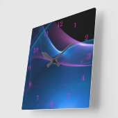Horloge Carrée Dreamy violet et bleu balayage Fractal (Angle)