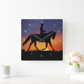 Horloge Carrée Dressage Horse and Rider Clock (Maison)