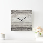 Horloge Carrée Driftwood Background (Maison)